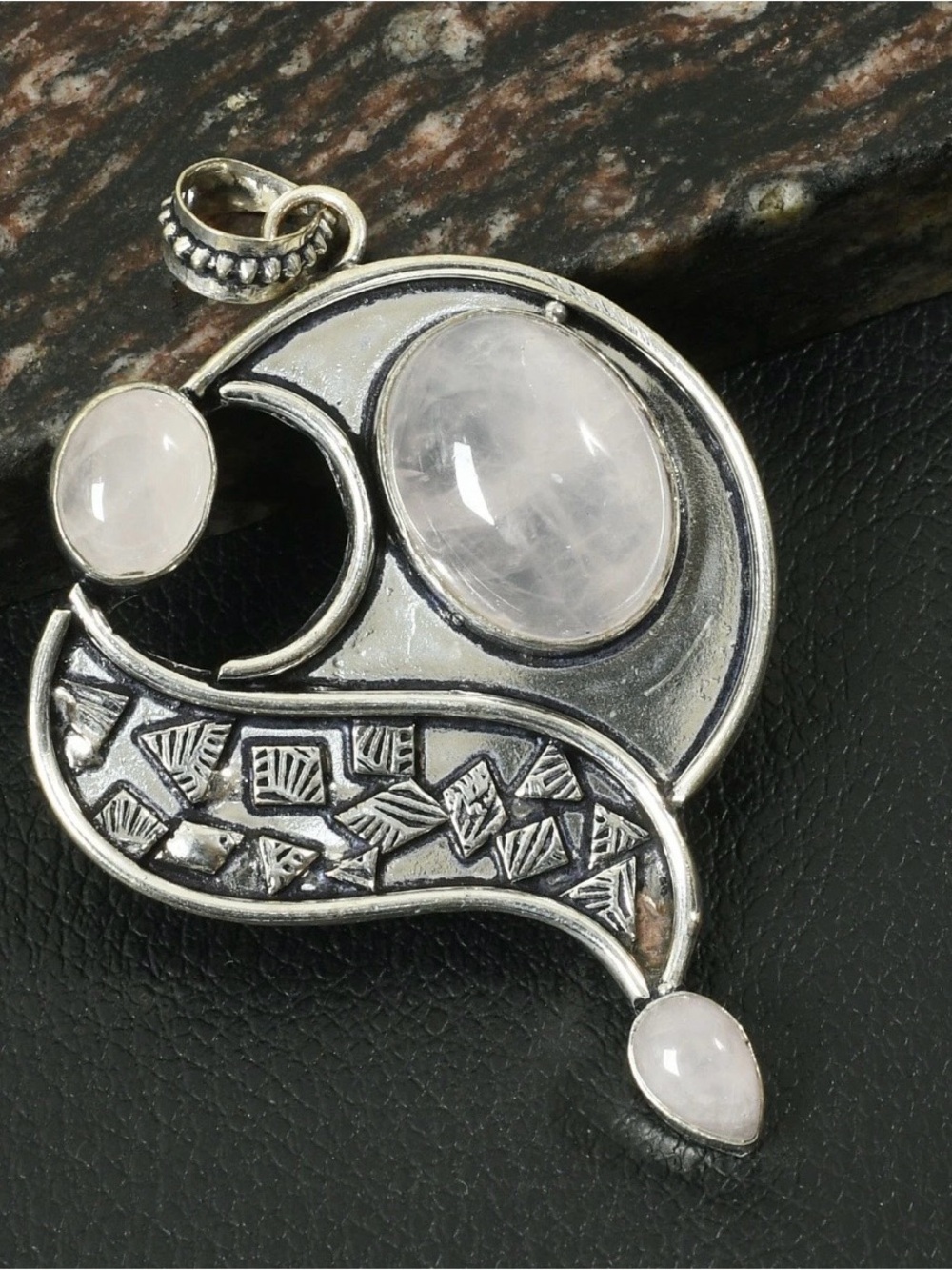 Rose Quartz Ethnic Artisan Handcrafted Gemstone Pendant Necklace